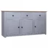Credenza Grigia 135x40x80 Cm In Legno Massello Di Pino Panama -Garden Home credenza grigia 135x40x80 cm in legno massello di pino panama