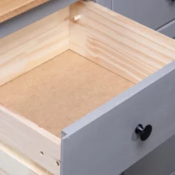 Credenza Grigia 135x40x80 Cm In Legno Massello Di Pino Panama -Garden Home credenza grigia 135x40x80 cm in legno massello di pino panama 8