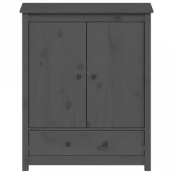 Credenza Grigia 83x41,5x100 Cm In Legno Massello Di Pino -Garden Home credenza grigia 83x415x100 cm in legno massello di pino 4