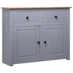 Credenza Grigia 93x40x80 Cm In Legno Massello Di Pino Panama