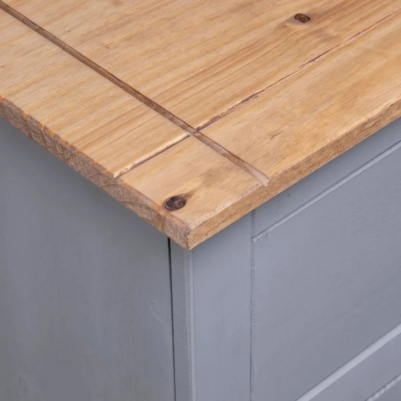 Credenza Grigia 93x40x80 Cm In Legno Massello Di Pino Panama 8 Credenza Grigia 93x40x80 Cm In Legno Massello Di Pino Panama - immagine 8