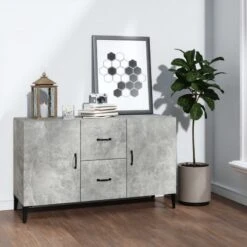 Credenza Grigio Cemento 100x36x60 Cm In Legno Multistrato