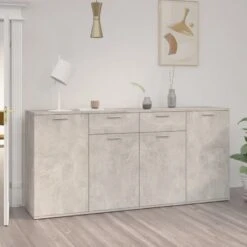 Credenza Grigio Cemento 160x36x75 Cm In Truciolato