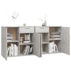 Credenza Grigio Cemento 160x36x75 Cm In Truciolato -Garden Home credenza grigio cemento 160x36x75 cm in truciolato 3