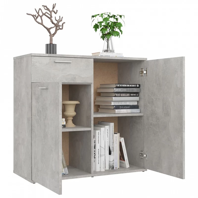 Credenza Grigio Cemento 80x36x75 Cm In Truciolato 4 Credenza Grigio Cemento 80x36x75 Cm In Truciolato - immagine 4