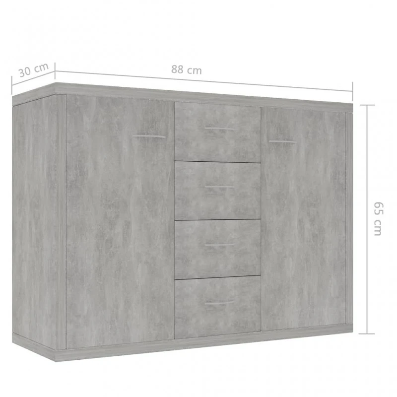 Credenza Grigio Cemento 88x30x65 Cm In Truciolato 6 Credenza Grigio Cemento 88x30x65 Cm In Truciolato - immagine 6