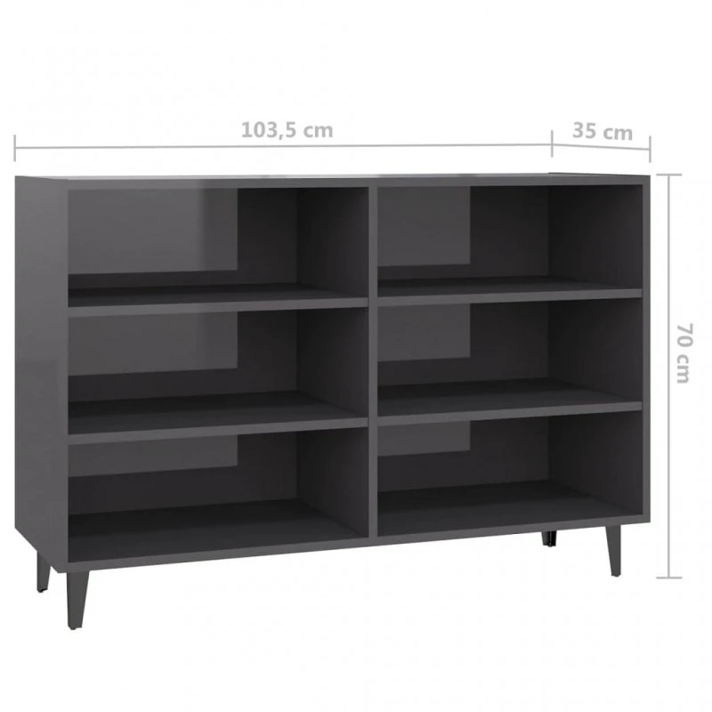 Credenza Grigio Lucido 103,5x35x70 Cm In Truciolato 6 Credenza Grigio Lucido 103,5x35x70 Cm In Truciolato - immagine 6