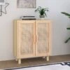 Credenza Marrone 60x30x70cm Legno Massello Pino Rattan Naturale -Garden Home credenza marrone 60x30x70cm legno massello pino rattan naturale
