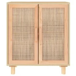 Credenza Marrone 60x30x70cm Legno Massello Pino Rattan Naturale 11 Credenza Marrone 60x30x70cm Legno Massello Pino Rattan Naturale -Garden Home credenza marrone 60x30x70cm legno massello pino rattan naturale 3