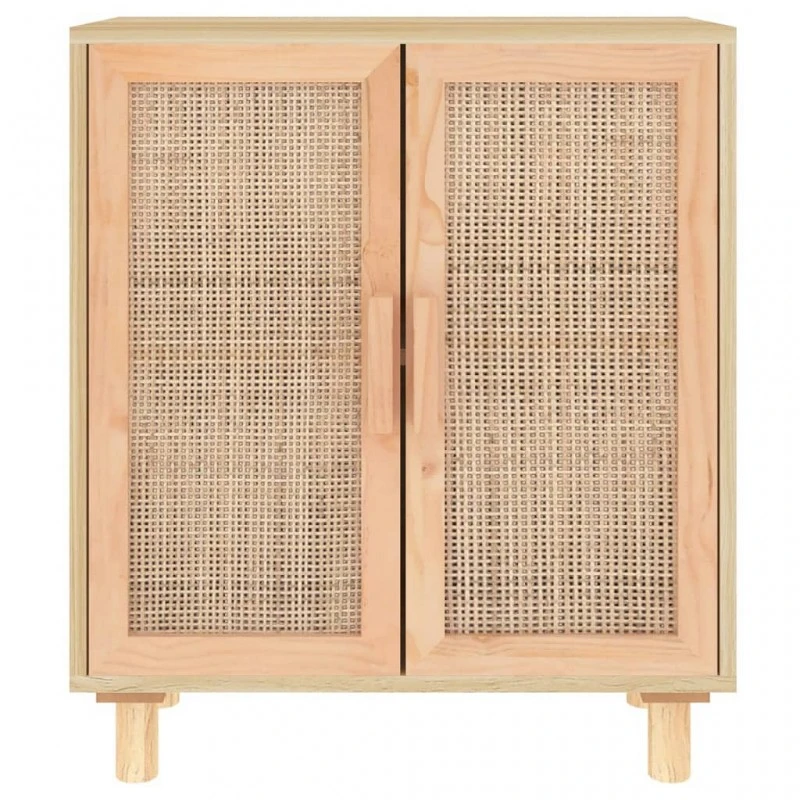Credenza Marrone 60x30x70cm Legno Massello Pino Rattan Naturale 4 Credenza Marrone 60x30x70cm Legno Massello Pino Rattan Naturale - immagine 4