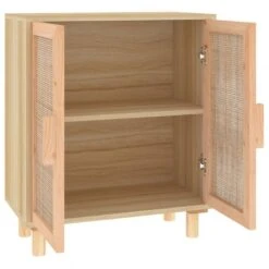 Credenza Marrone 60x30x70cm Legno Massello Pino Rattan Naturale 12 Credenza Marrone 60x30x70cm Legno Massello Pino Rattan Naturale -Garden Home credenza marrone 60x30x70cm legno massello pino rattan naturale 4