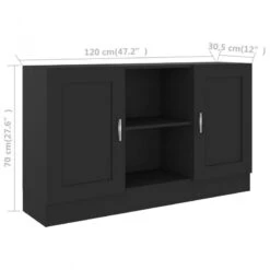 Credenza Nera 120x30,5x70 Cm In Truciolato -Garden Home credenza nera 120x305x70 cm in truciolato 7