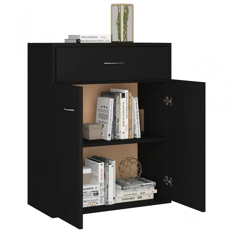 Credenza Nera 60x30x75 Cm In Truciolato 5 Credenza Nera 60x30x75 Cm In Truciolato - immagine 5