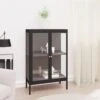 Credenza Nera 75x35x105 Cm In Acciaio E Vetro -Garden Home credenza nera 75x35x105 cm in acciaio e vetro