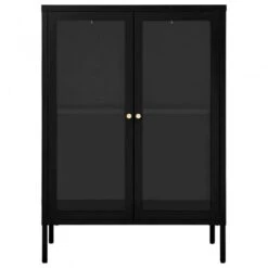Credenza Nera 75x35x105 Cm In Acciaio E Vetro -Garden Home credenza nera 75x35x105 cm in acciaio e vetro 2