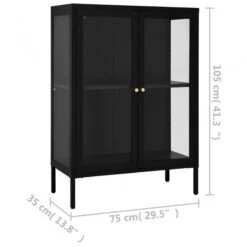 Credenza Nera 75x35x105 Cm In Acciaio E Vetro -Garden Home credenza nera 75x35x105 cm in acciaio e vetro 8