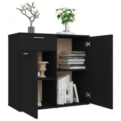 Credenza Nera 80x36x75 Cm In Truciolato -Garden Home credenza nera 80x36x75 cm in truciolato 3
