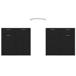 Credenza Nera 80x36x75 Cm In Truciolato -Garden Home credenza nera 80x36x75 cm in truciolato 4