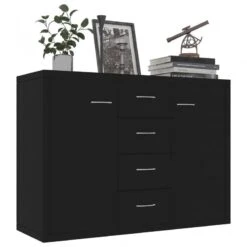 Credenza Nera 88x30x65 Cm In Truciolato -Garden Home credenza nera 88x30x65 cm in truciolato 2