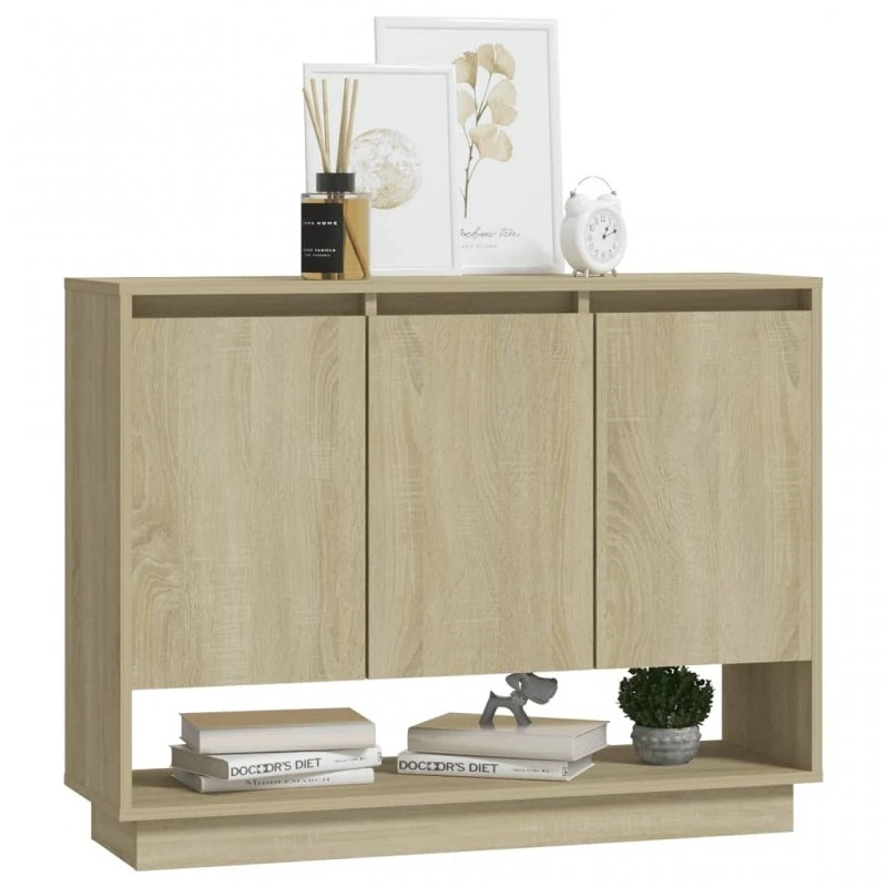 Credenza Rovere Sonoma 97x31x75 Cm In Truciolato 4 Credenza Rovere Sonoma 97x31x75 Cm In Truciolato - immagine 4