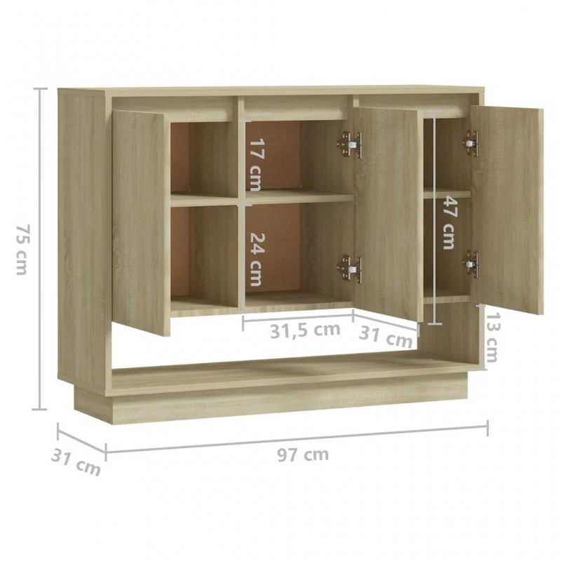 Credenza Rovere Sonoma 97x31x75 Cm In Truciolato 8 Credenza Rovere Sonoma 97x31x75 Cm In Truciolato - immagine 8