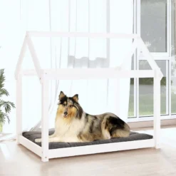 Cuccia Per Cani Bianca 101x70x90 Cm In Legno Massello Di Pino -Garden Home cuccia per cani bianca 101x70x90 cm in legno massello di pino 2