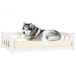 Cuccia Per Cani Bianca 105,5x75,5x28 Cm Legno Massello Di Pino -Garden Home cuccia per cani bianca 1055x755x28 cm legno massello di pino 2