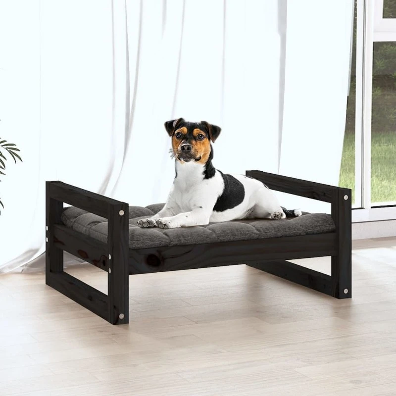 Cuccia Per Cani Nera 55,5x45,5x28cm In Legno Massello Di Pino 3 Cuccia Per Cani Nera 55,5x45,5x28cm In Legno Massello Di Pino - immagine 3