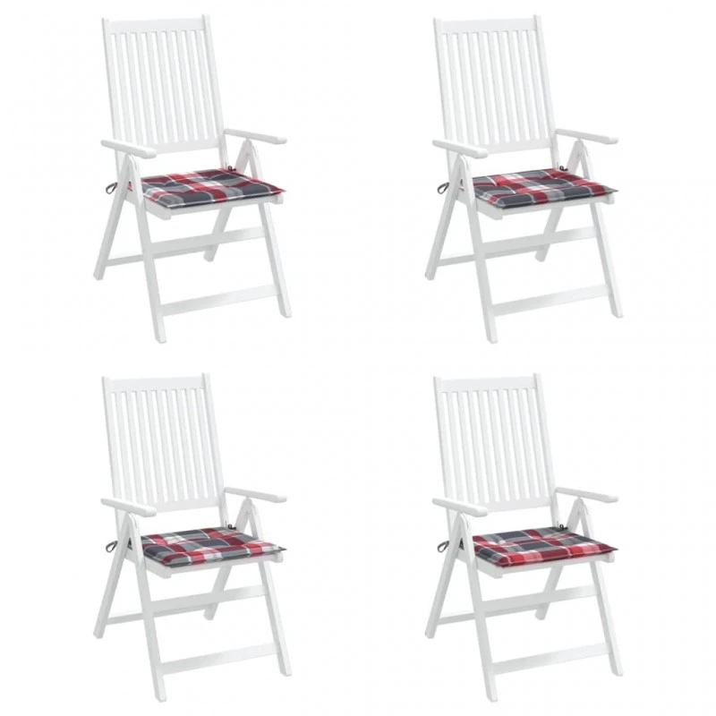 Cuscini Per Sedia 4 Pz A Quadri Rossi 50x50x3 Cm Tessuto Oxford 4 Cuscini Per Sedia 4 Pz A Quadri Rossi 50x50x3 Cm Tessuto Oxford - immagine 4