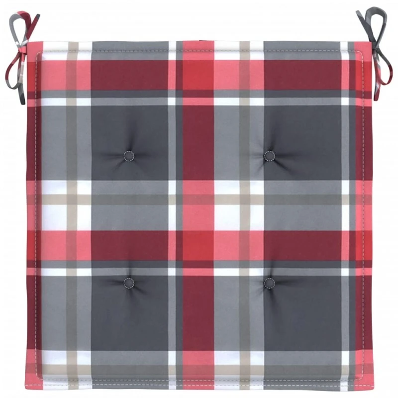 Cuscini Per Sedia 4 Pz A Quadri Rossi 50x50x3 Cm Tessuto Oxford 5 Cuscini Per Sedia 4 Pz A Quadri Rossi 50x50x3 Cm Tessuto Oxford - immagine 5