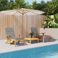 Cuscini Per Sedia A Sdraio 2 Pz Grigio In Tessuto Oxford