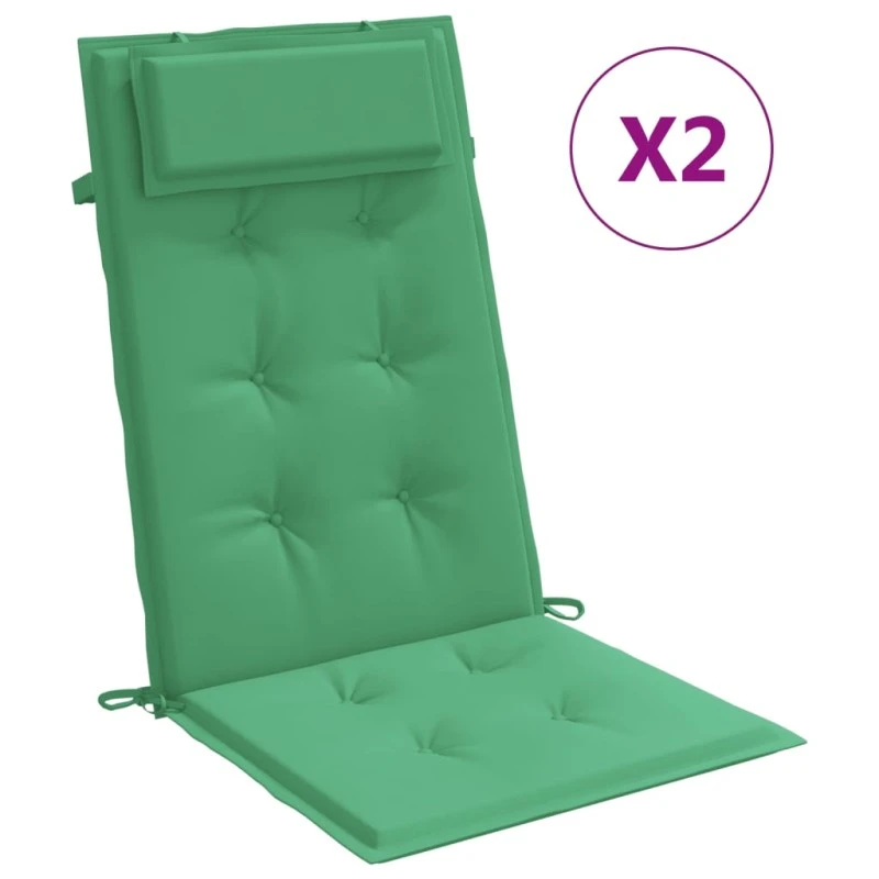 Cuscini Per Sedia Con Schienale Alto 2 Pz Verde Tessuto Oxford 2 Cuscini Per Sedia Con Schienale Alto 2 Pz Verde Tessuto Oxford - immagine 2