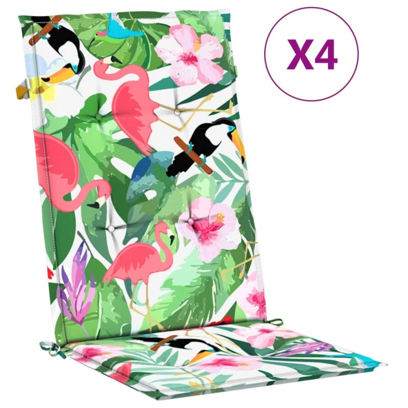 Cuscini Per Sedia Con Schienale Alto 4pz Multicolore In Tessuto 2 Cuscini Per Sedia Con Schienale Alto 4pz Multicolore In Tessuto - immagine 2