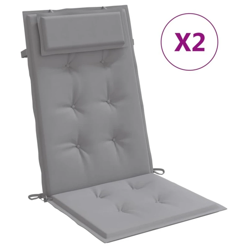 Cuscini Per Sedia Schienale Alto 2 Pz Grigio Tessuto Oxford 2 Cuscini Per Sedia Schienale Alto 2 Pz Grigio Tessuto Oxford - immagine 2
