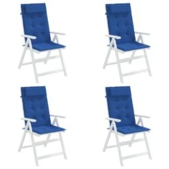 Cuscini Sedia Con Schienale Alto 4 Pz Blu Reale Tessuto Oxford -Garden Home cuscini sedia con schienale alto 4 pz blu reale tessuto oxford 3