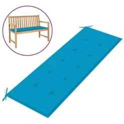 Cuscino Per Panca Da Giardino Blu 150x50x3 Cm