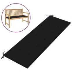 Cuscino Per Panca Da Giardino Nero 150x50x3 Cm