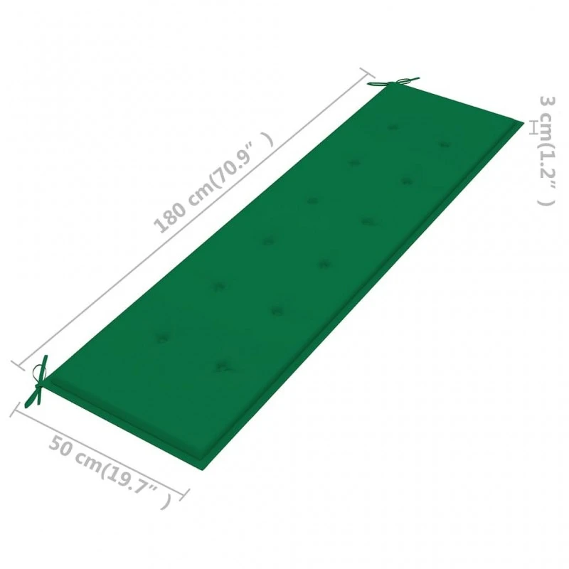 Cuscino Per Panca Da Giardino Verde 180x50x3 Cm 4 Cuscino Per Panca Da Giardino Verde 180x50x3 Cm - immagine 4