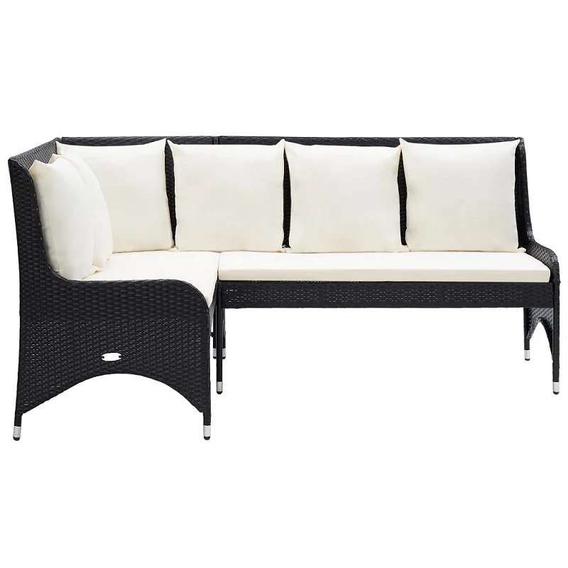 Divani Angolari Da Giardino 2 Pz In Polyrattan Nero 2 Divani Angolari Da Giardino 2 Pz In Polyrattan Nero - immagine 2