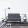 Divano A 2 Posti Con Braccioli Grigio Scuro Acciaio E Tessuto -Garden Home divano a 2 posti con braccioli grigio scuro acciaio e tessuto