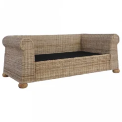 Divano A 2 Posti Con Cuscini In Rattan Naturale -Garden Home divano a 2 posti con cuscini in rattan naturale 1