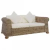 Divano A 2 Posti Con Cuscini In Rattan Naturale -Garden Home divano a 2 posti con cuscini in rattan naturale