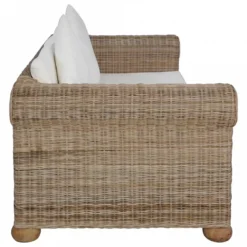 Divano A 2 Posti Con Cuscini In Rattan Naturale -Garden Home divano a 2 posti con cuscini in rattan naturale 3