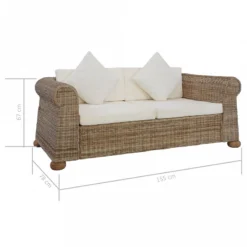 Divano A 2 Posti Con Cuscini In Rattan Naturale -Garden Home divano a 2 posti con cuscini in rattan naturale 7