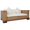 Divano A 2 Posti Con Cuscini Marrone In Rattan Naturale -Garden Home divano a 2 posti con cuscini marrone in rattan naturale