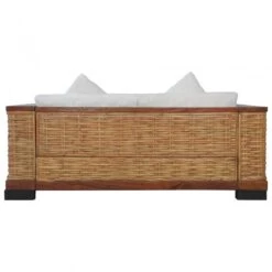 Divano A 2 Posti Con Cuscini Marrone In Rattan Naturale -Garden Home divano a 2 posti con cuscini marrone in rattan naturale 3