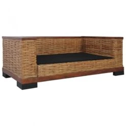 Divano A 2 Posti Con Cuscini Marrone In Rattan Naturale -Garden Home divano a 2 posti con cuscini marrone in rattan naturale 4