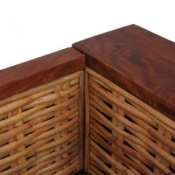 Divano A 2 Posti Con Cuscini Marrone In Rattan Naturale -Garden Home divano a 2 posti con cuscini marrone in rattan naturale 6