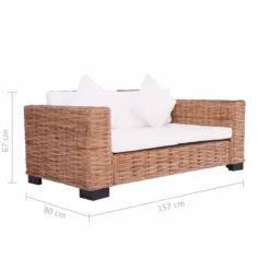 Divano A 2 Posti In Rattan Naturale -Garden Home divano a 2 posti in rattan naturale 5