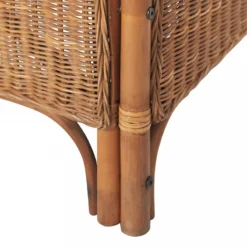 Divano A 2 Posti In Rattan Naturale E Lino Marrone Chiaro -Garden Home divano a 2 posti in rattan naturale e lino marrone chiaro 3